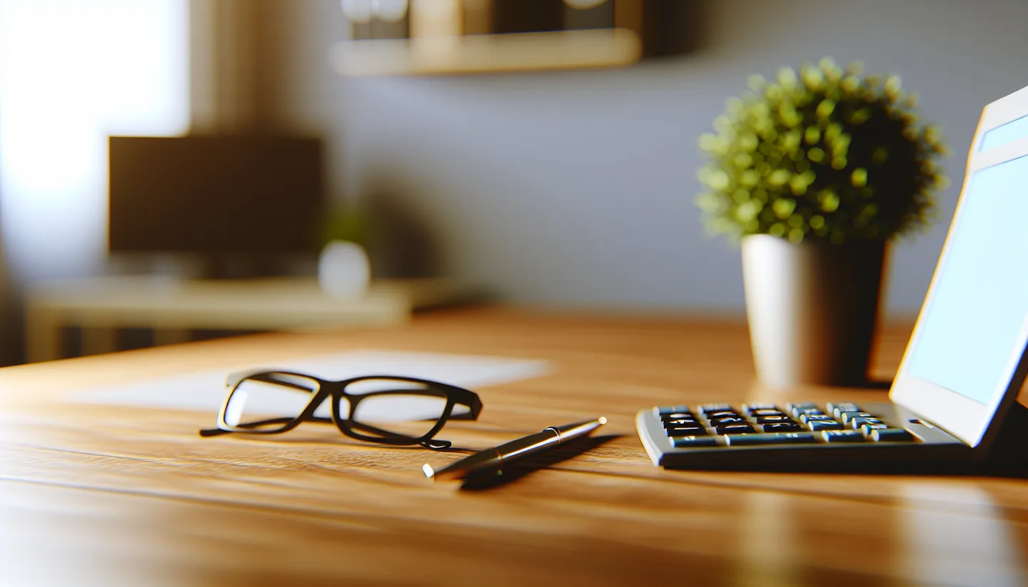 Calculator and property tax forms on a desk for selling land