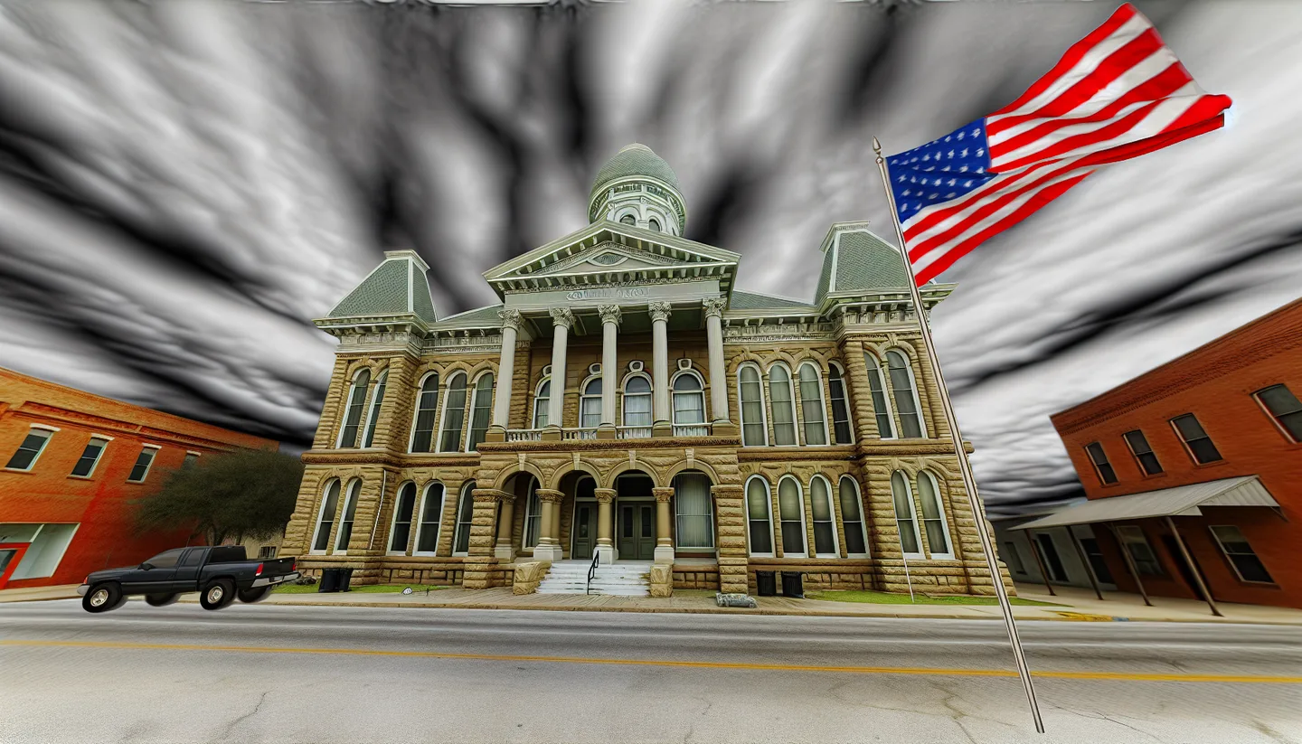 County courthouse exterior in a small town
