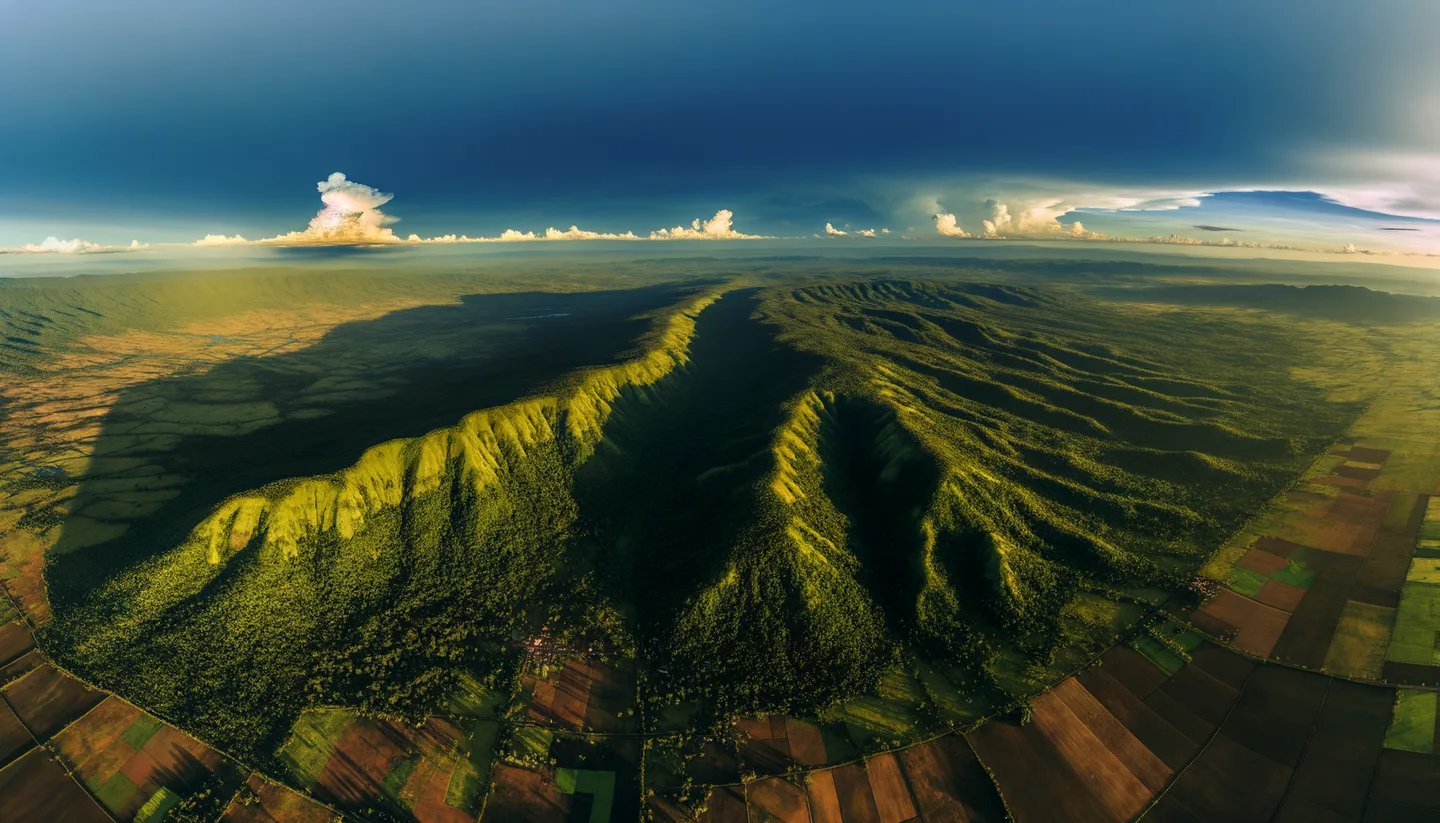 Aerial view of American rural land