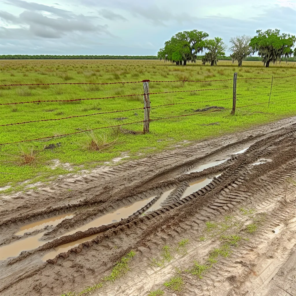 Rural acreage with open grassland in Lee County, Florida